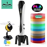 3D Printing Drawing Printer Pen -2019 Upgraded Non-Clogging Temperature Control 3D Pen with High-Precision 12 Colors 120 Feet PLA Filament Refills and Stencil Safe and Easy to Use for Kids Adults