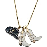 Cute Cowboy Pendant Necklace for Men Women, Handmade Cowboy Hat and Boots Charm Necklace for Western Style Lover