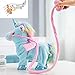 NEWBEGIN Walk Along Toy Stuffed Plush Pony Toy, Realistic Walking Actions with Unicorn Sounds and Music (White)