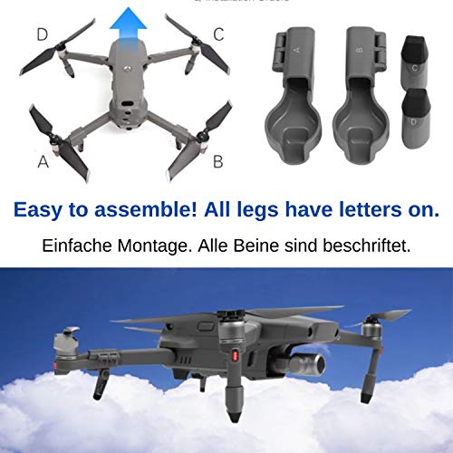 Drohnen Fahrwerk, 1 Set, kompatibel mit DJI Mavic 2 Pro, Dji Mavic 2 Zoom, Landebeine schützen Gimbal und Unterboden, Unterbau für sanftes Landen, Drohnen Beine Landung, Drohne Landegestell, Landefüße – Bild 6