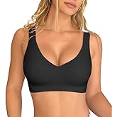 OQQ Womens Seamless Everyday Bra No Underwire Comfort Push Up Bras V Neck Soft Wireless Bralette Full Coverage Sport Bra