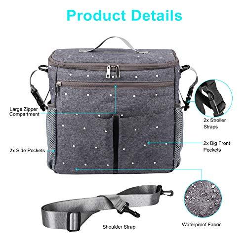 Conleke Stroller Organizer Travel Bag with Shoulder Strap Lightweight Design Storage Pockets for Bottles, Diapers, Toys, Snacks,Essential Stroller Accessory (Dot Pattern) - Thumbnail 4