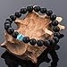 Beads Bracelet with 8mm Black Matte Agate & Cat Eye Handmade Natural Stone by Long Way