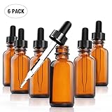 Yesker Amber Glass Bottles Essential Oils Glass Eye Dropper 30 ml (1oz) Essential Oils, Chemistry Lab Chemicals, Colognes & Perfumes- Pack of 6