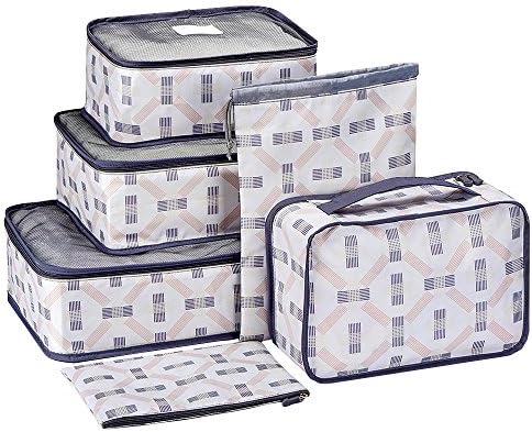 6 Set Packing Cubes,Compression Travel Luggage Organizers with Laundry Bag Shoes Bag for Carry-on Luggage, Suitcase and Backpacking Accessories (6)