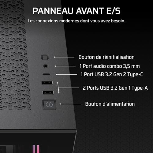 3500X RS-R ARGB Boîtier PC Mi-Tour avec Vitre Panoramique – 3 Ventilateurs RS120-R ARGB Préinstallés, Système de Fixation InfiniRail, Compatible Une Carte mère à Connexion Inversée – Noir