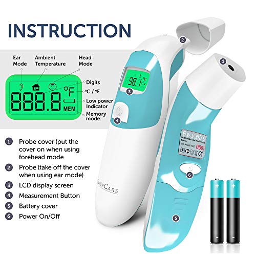 [Upgraded 2021] Digital Forehead and Ear Infrared Thermometer Dual Mode