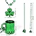 TONAK St Patricks Day Green Shamrock Necklace Plastic Shamrock Bead Necklaces with Shot Glass St Patricks Day Accessories for Women and Men St Patricks Day Decorations Party Supplies 12pcs