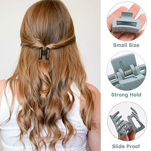 12 PCS Hair Claw Clips，Mini Hair Clips for Women Girls，Mini square hair claw clips, Rectangle Hair Jaw Clips, Non-slip Banana Clips Barrettes for Thin/ Medium Hair