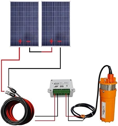 Solar Powered Water Pump -2x100W Poly Solar Panel w/24V Submersible Well Pump + Mounting Kit - 96 GPH