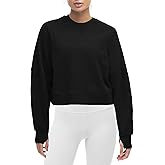 Topstype Women's Fleece Cropped Oversized Sweatshirts with Thumb Hole for Cold Weather