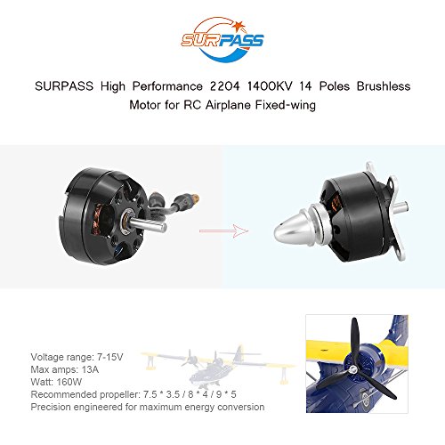 Goolsky SURPASS High Performance 2204 1400KV 14 Poles Brushless Motor for RC Airplane Fixed-wing