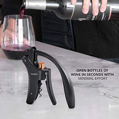 Ivation Wine Bottle Opener Manual Handheld Corkscrew with Ergonomic