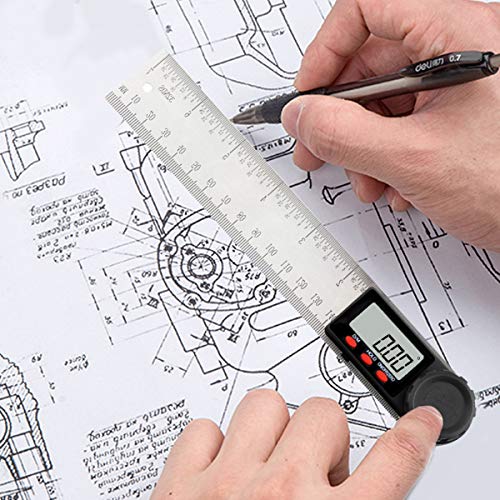 HANMATEK Digital Angle Finder Protractor with Zeroing and Locking Function, 7-Inch Stainless Steel Angle Finder Ruler, Digital LCD Display, for Woodworking, Construction, Repairing DP2