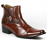 Delli Aldo Men's Brown Buckle Strap Ankle High Dress Boots Shoes 10
