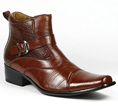 Delli Aldo Men's Brown Buckle Strap Ankle High Dress Boots Shoes 10