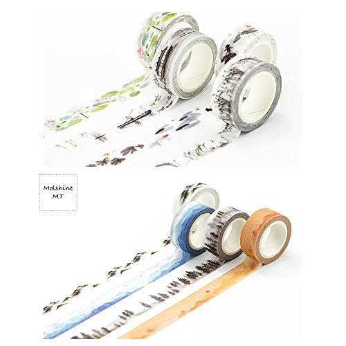 Molshine set of 8 decorative japanese washi masking adh…