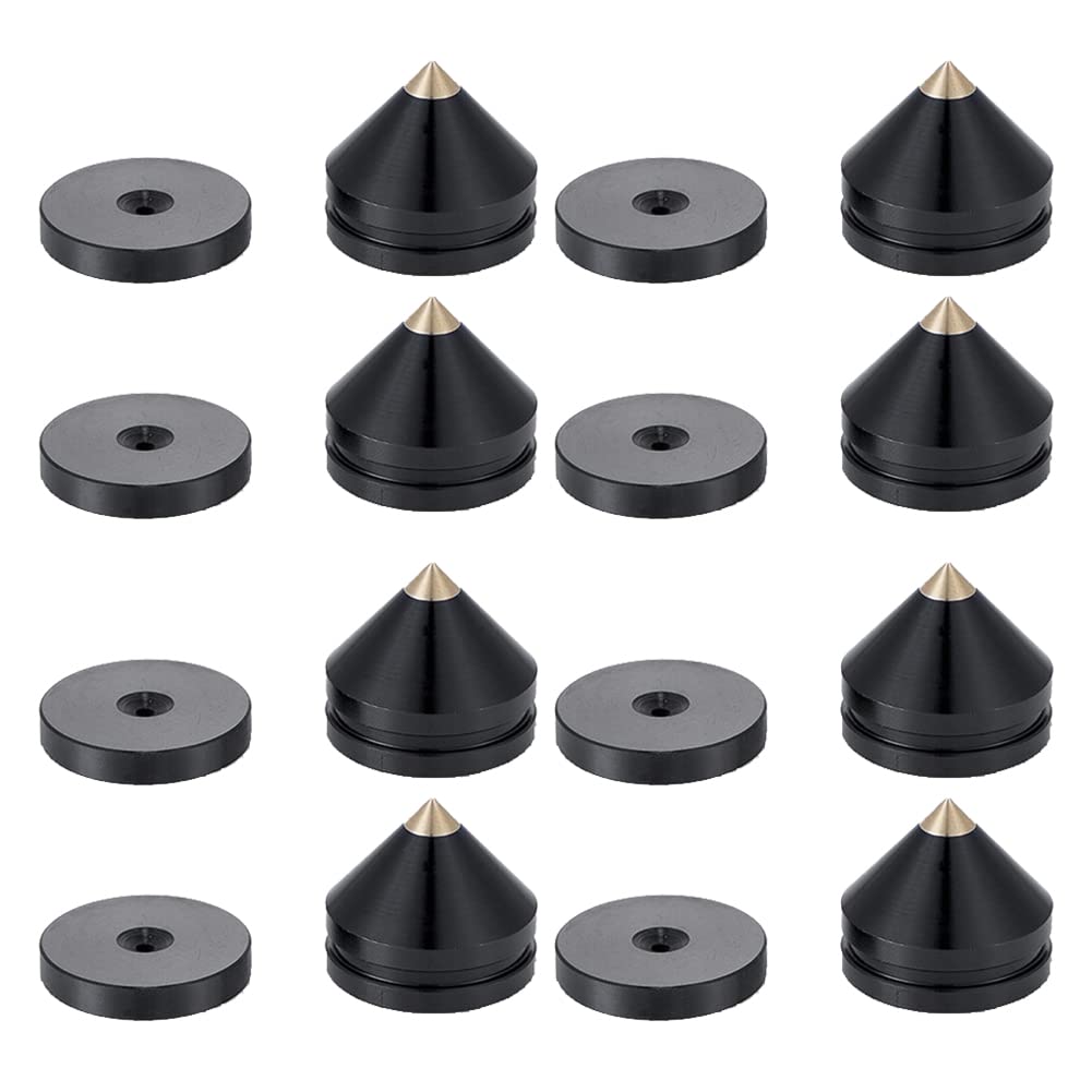 Hopbucan 8 Set Speaker Stand Feet Foot Pad Aluminium Alloy Metal Spikes Cone Floor Foot Nail Black