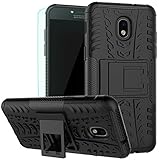 Galaxy J3 2018 Case with HD Screen Protector, J3 Star Case, J3 V 3rd Gen Case,J3 Achieve Case,Express Prime 3/Amp Prime 3,J337A,J3 Orbit,J3 Sol 3 Case Kickstand SunRemex for Samsung Galaxy J3(Black)