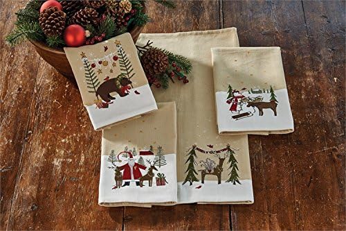 Park Designs Santa & Deer Embroidered Dishtowel