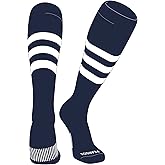 PEAR SOX Striped OTC Baseball, Softball, Football Socks (A) Navy, White
