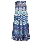Aisa Women African Printed Long Maxi Skirt Flared Skirt High Waist A Line Skirt Free Size