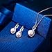 EleQueen 925 Sterling Silver CZ AAA Button Cream Freshwater Cultured Pearl Bridal Jewelry Necklace Earrings Set Ivory for Women,Gift for Valentine's Mother's Day Christmas