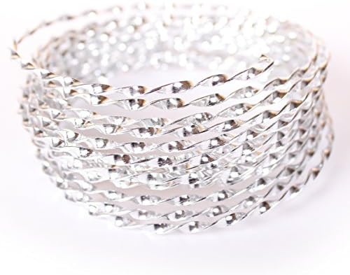 Creacraft Beading Style Wire - Aluminium Wire with Structured Surface (Twisted, Silver)