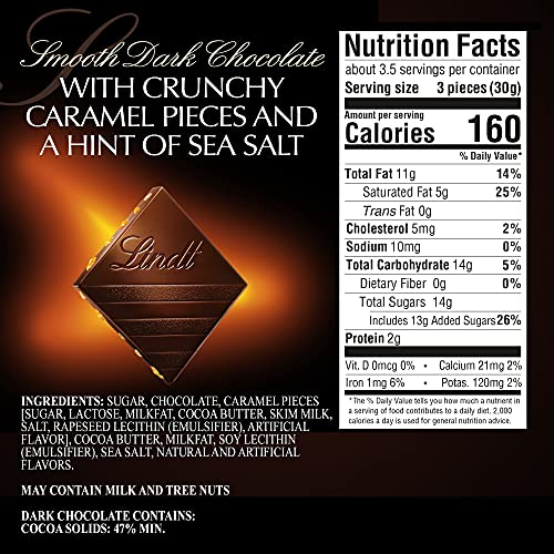 Lindt EXCELLENCE Caramel Sea Salt Dark Chocolate Bar, Mother’s Day
