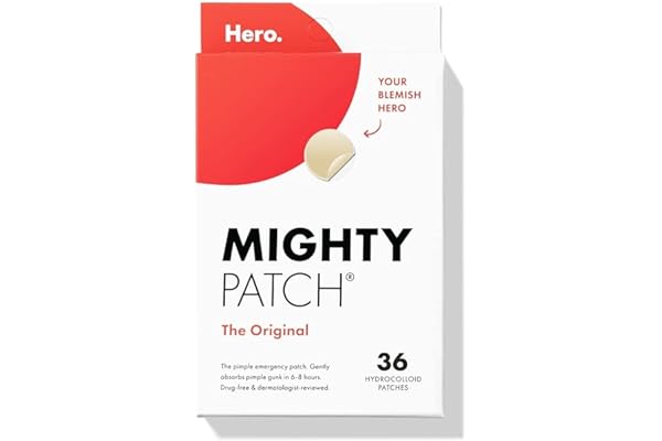 Mighty Patch Hero Cosmetics Original Patch - Hydrocolloid Acne Pimple Patch for Covering Zits and Blemishes, Spot Stickers for Face and Skin (36 Count)