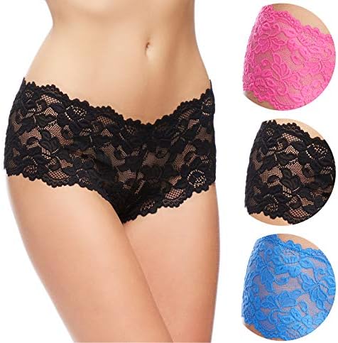 Jenny Jen Flirty Lace Zoe Cheeky Panty 3-Pack for Women, Size S-XL