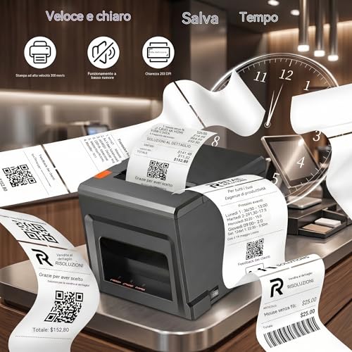 Fuhuihe 80mm Bluetooth POS Receipt Thermal Printer USB Compatible with Windows/Mac Ideal for Restaurants and Retail Stores
