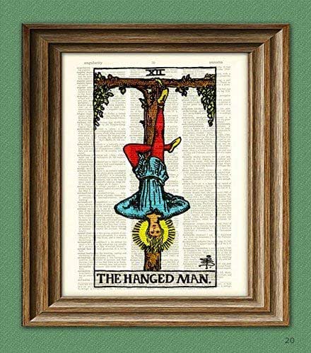 The Hanged Man Major Arcana Tarot Card Print Over an Upcycled Vintage  Dictionary Page Book Art