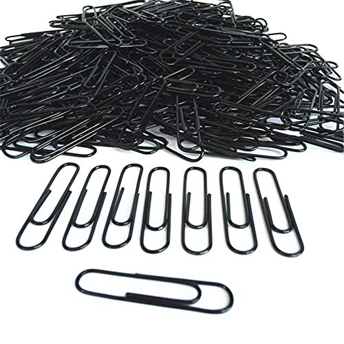 100Pcs Paper Clips Pulison Black Office Paper Clip School Supplies Study Article Assorted Sizes Silver Paperclips for Office School Clips and Personal Document