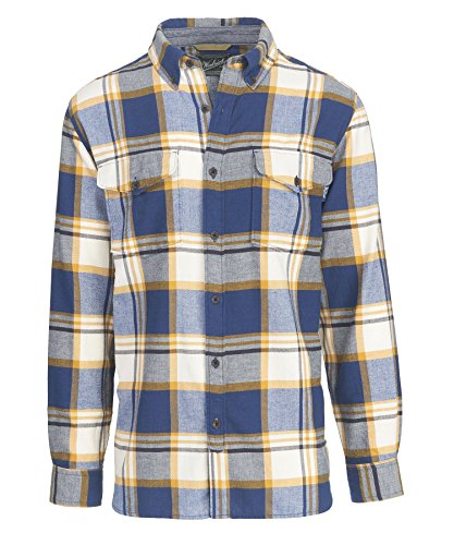 Woolrich Men's Stone Rapids Organic Cotton Yarn-Dye Flannel, New Royal Blue, Large
