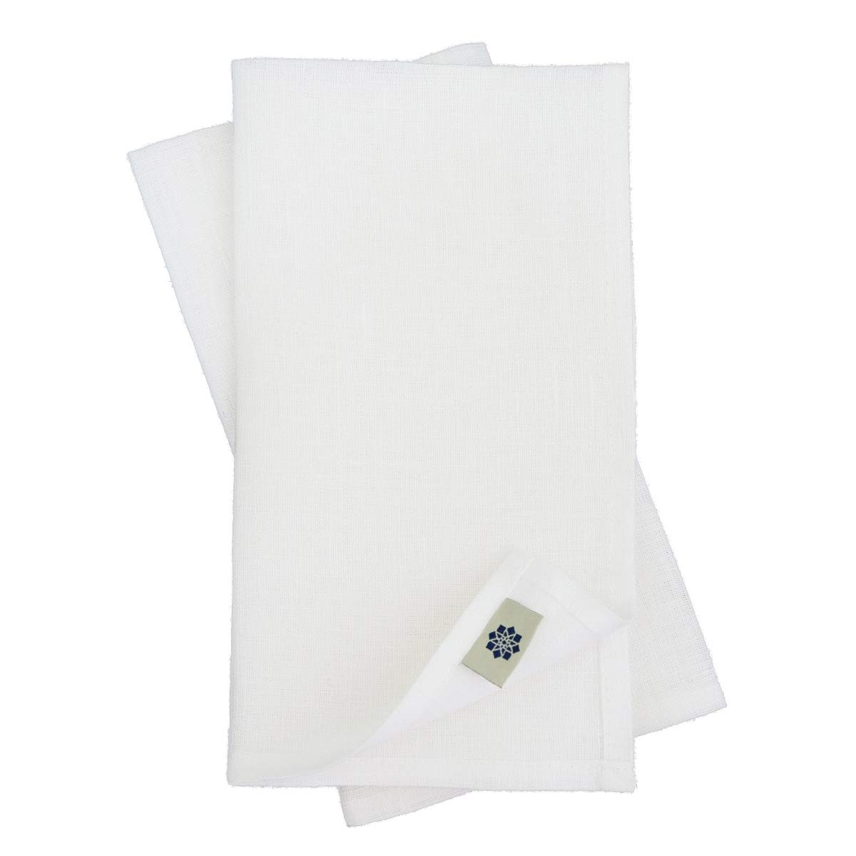Linen & Cotton Set of 4 White Napkins AMELIA, 50% Linen, 50% Cotton - 47cm x 47cm (18.8'' x 18.8'')