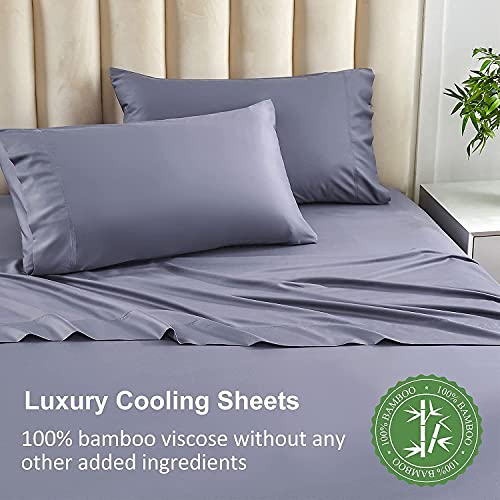 BEDELITE 100 Bamboo Sheets Full Size, Luxury Cooling Bamboo Bed Sheets 4 PCs Set Super Soft