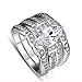 Sunbu Stainless Steel Women's Ring Sets White Clear Cubic Zirconia Marquise Wedding Band Size 5-10