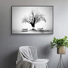 Floating Framed Canvas Wall Art for Living Room, Bedroom Black and White Tree Art Canvas Prints for Home Decoration Ready to Hang - 16x24 inches