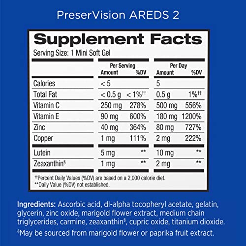 PreserVision AREDS 2 Eye Vitamin & Mineral Supplement, Contains Lutein, Vitamin C, Zeaxanthin