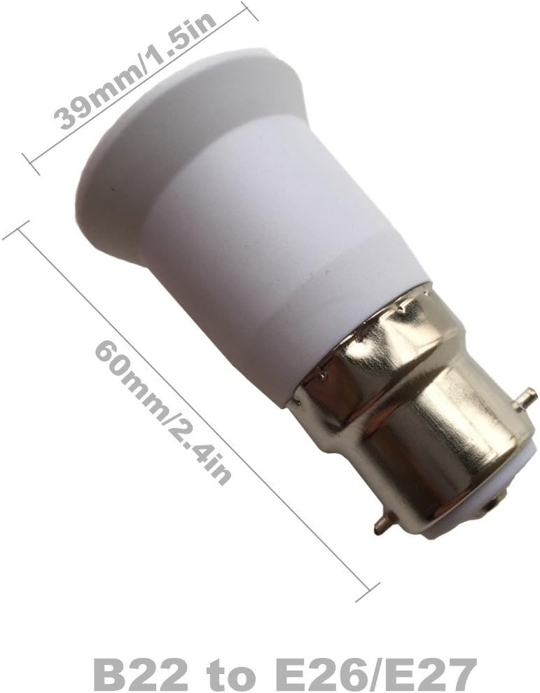 DZYDZR 6PCS B22 to E27 LED Bulb Base Socket Converter Adaptor, White - Image 5