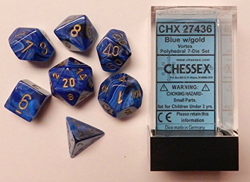 Chessex CHX27436 Dice-Vortex Blue/Gold Set
