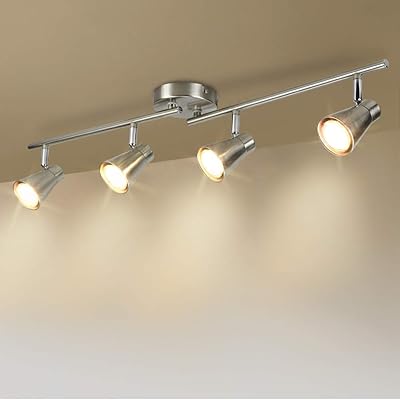 Buy Dllt 4 Light Led Track Lighting Kit Flush Mount Spotlight Ceiling Directional Ceiling Light For Kitchen Dining Room Bedroom Office Brushed Nickel Gu10 Bulbs Included Online In Indonesia B07z36cvrz