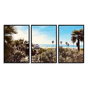 3 Piece Framed Canvas Wall Art for Living Room, Bedroom Vintage Tropical Palm Trees Canvas Prints for Modern Home Decoration Ready to Hang - 16"x24"x3 Panels