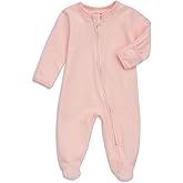 Aablexema Baby Pajamas Footie with Mitten Cuffs - Unisex Newborn Double Ways Zipper Cotton Outfit Infant Jammies