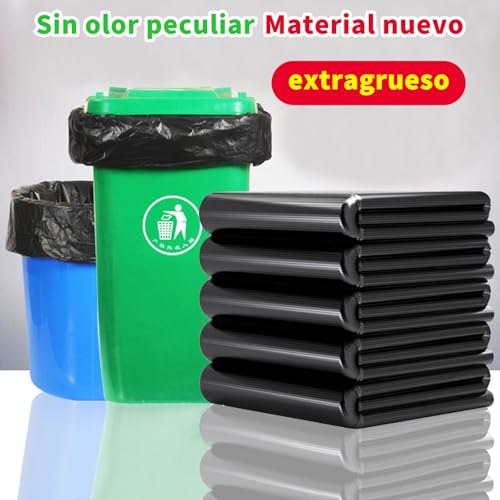 OranSee Bolsas para Basura Jumbo 70x90 cm (90 Litros), Extra Gruesas 45 Micrómetros Uso Rudo, Resistencia 30 kg para Botes Grandes, Restaurantes y Jardín, Color Negro (Paquete de 1 kg, 14 Piezas)