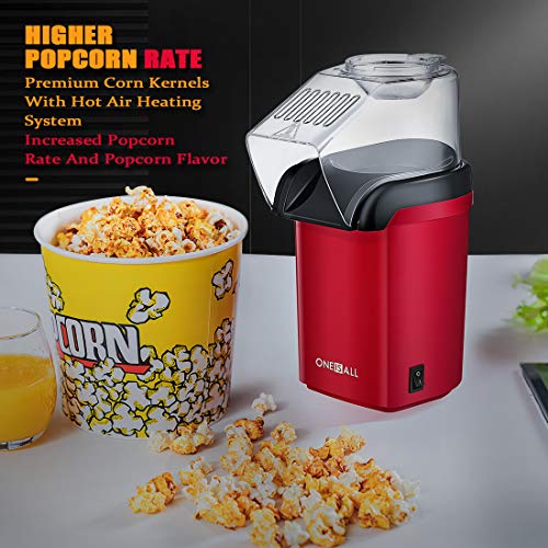 image for Popcorn Maker, Oneisall 1200W Fast Popcorn Machine, Hot Air Popcorn Po