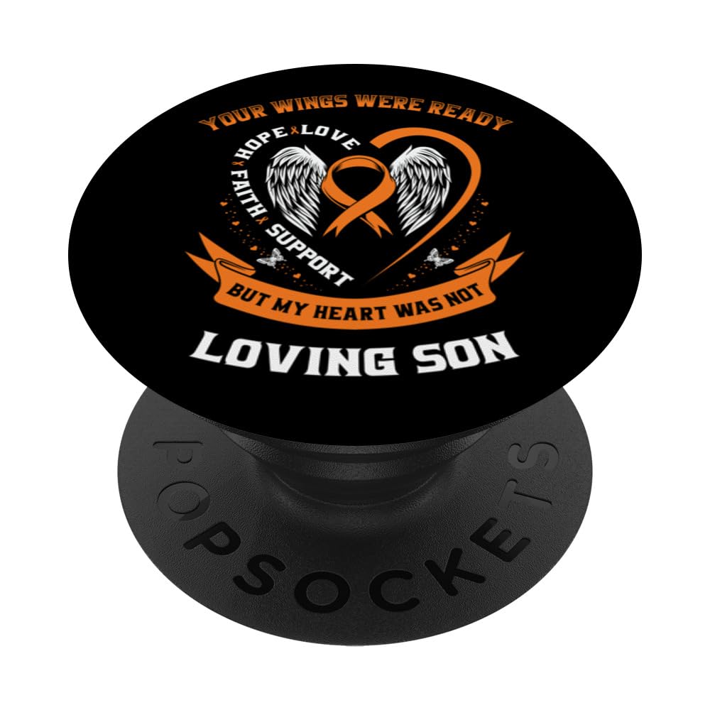 Orange Leukemia Awareness Son Childhood Cancer Memorial Item PopSockets Swappable PopGrip