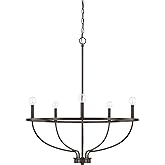 HomePlace Lighting 428551BZ Greyson Urban/Industrial Vine-Style Round Candle Chandelier, 5-Light 300 Total Watts, 33" H x 29"