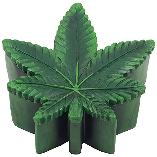 Marijuana Leaf Trinket Box with Hidden Storage Compartment for Stash or Decorative Jewelry Boxes As Cool Gifts for Pot Smokers